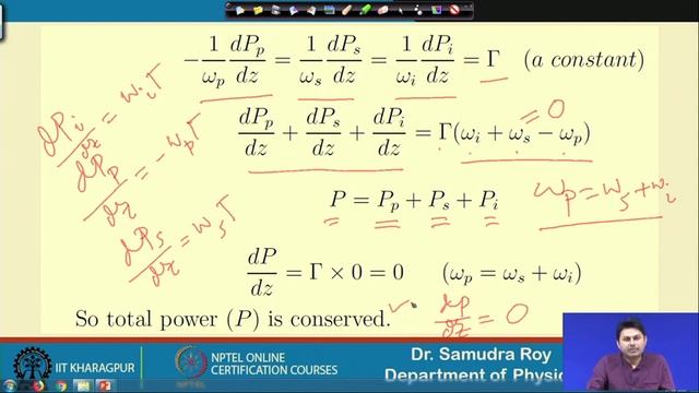 Lecture 33: Manley-Rowe Relation 3 wave mixing Parametric down conversion