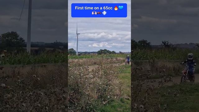 First time on a 65cc MX bike 🔥💙🙌🏻🏍️💨👌😄 #100percent #100% #foxracing #ktm #motocross #troyleedesigns