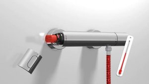 Процесс температурной настройки термостата GROHE 1