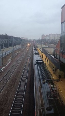 Два электропоезда ЭД4М следуют мимо о.п. Ольгино без остановки в одном направлении.