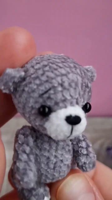Мини медвежонок крючком.  Miniature teddy bear for doll/blythe