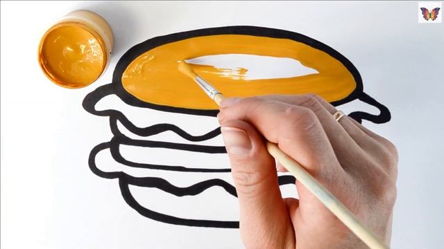 Рисуем и раскрашиваем еду. Нарисуем гамбургер вместе с детьми смотреть онлайн