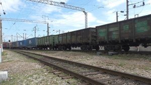 Электровоз 2ЭС5-005 с грузовым поездом / Electric locomotive 2ES5-005 With the cargo train