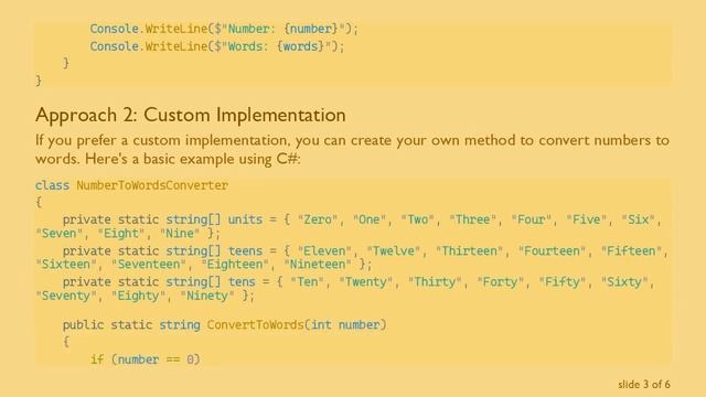 How to Convert Numbers to Words in C#