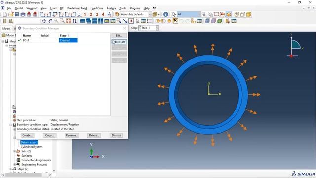 Abaqus Tutorial (Basic): How to create and use cylindrical coordinate system in abaqus.