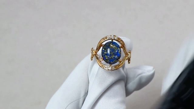 Кольцо из золочёного серебра Янтарная волна с фианитом и янтарём Я820292п-с смотреть онлайн