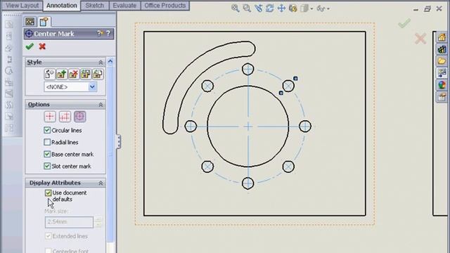 solidworks 2009 Drawing Center Mark смотреть онлайн