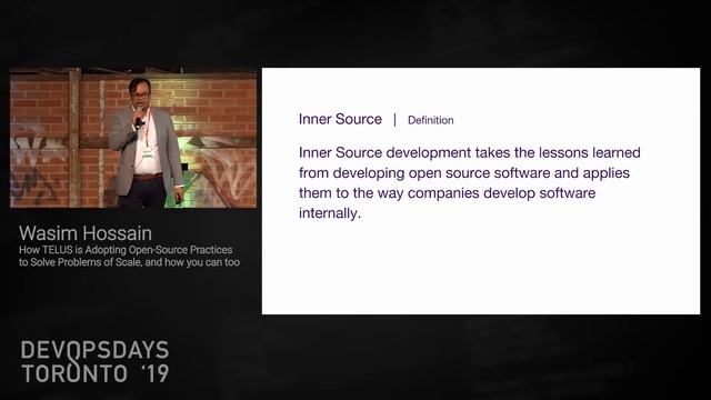 Wasim Hossain, Inner Source - DevOps Days Toronto 2019 Day 2 Session Talk