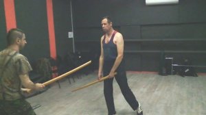 Удары катаной. Рубка катаной по груди и голове при колющем ударе
