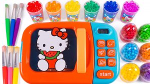 Смешивание случайной милой слизи Hello Kitty и микроволновой печи