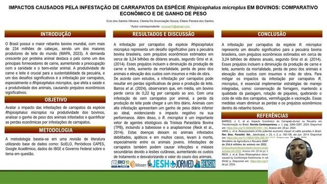 IMPACTOS CAUSADOS PELA INFESTAÇÃO DE CARRAPATOS Rhipicephalus microplus EM BOVINOS. смотреть онлайн