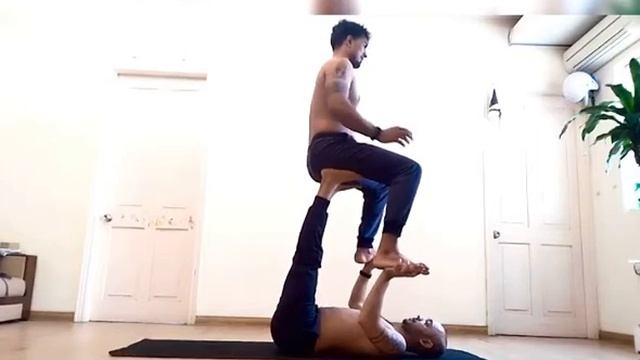 Acro yoga with Ravi and Sunil