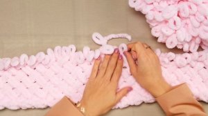 Плюшевый плед из Alize puffy. Узор плетенка