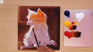Нарисуйте акрилом милого котёнка