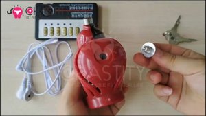 MChastity - How to Assemble Sissy in Chastity Cage ( Electric Shock )