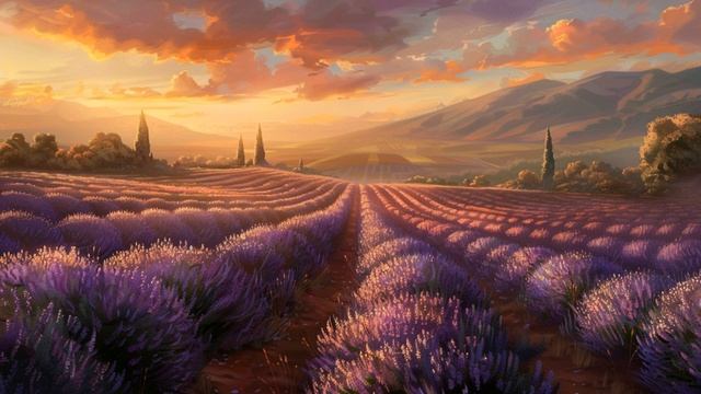 Vintage Lavender Fields Oil Painting | 4K Screensaver | No Music смотреть онлайн