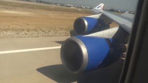 Реверс тяги двигателя. Боинг 747-400. Авиакомпания Трансаэро. Аэропорт Анталии