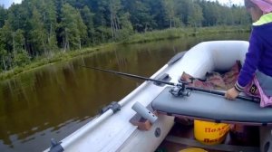 Рыбалка с детьми на озере с ночевкой. Мотор MTR 15 лс. 2т
