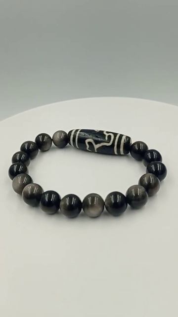 Лотос бусина Дзи (браслет обсидиан) смотреть онлайн