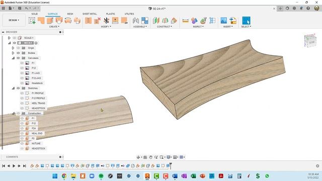 Designing a PRS Guitar in Fusion 360 - Part 4: Headstock & Transition смотреть онлайн