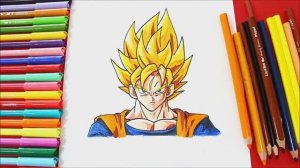 Как нарисовать СУПЕР САЙЯН ГОКУ шаг за шагом  SSJ Dragon Ball