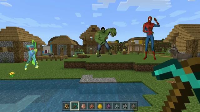 Minecraft dancing. Huggy Wuggy, Spider Man, Halk. Super dance