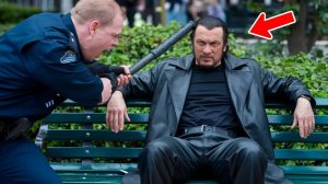 Полицейский бьет Стивена Сигала дубинкой, но через секунду Он уже лежит на Земле.