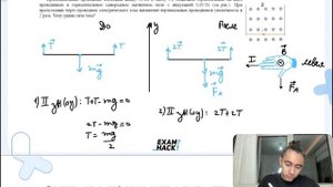 Прямолинейный проводник, имеющий длину 50 см и массу 5 г, подвешен горизонтально на двух - №26051