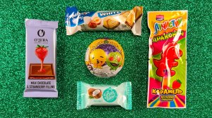 Распаковка ГИГАНТСКОЙ радужной леденцовой конфеты с нарезкой вкусных конфет