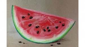 Как нарисовать арбуз пастелью.