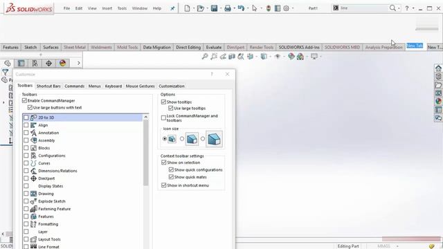 Command manager customization | SolidWorks Essential | Series 07 #solidworks #solidworkstutorial