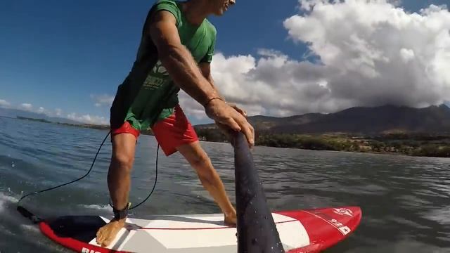 On board camera hydrofoiling SUP & Surf. Live sound!