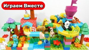 Строим вместе развивающий конструктор для детей ! Лего горки с шариками ! Видео для детей