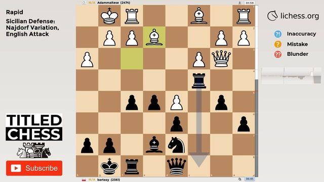 Sicilian Defense: Najdorf Variation, English Attack - Rapid - Titled Chess смотреть онлайн