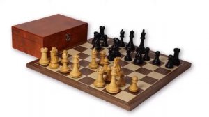 Compact Walnut Sleek Design Chess Set & Root Wood Box