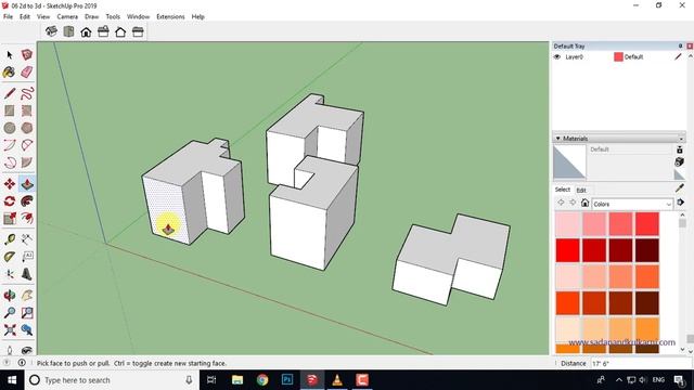 06 Convert 2D shapes into 3D model in Sketchup (Hindi tutorial) смотреть онлайн
