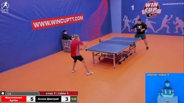 Максименко Артём 3-0 Асеев Дмитрий  Турнир Восток 1  WINCUP  19.12.21 Прямая трансляция Зал 1