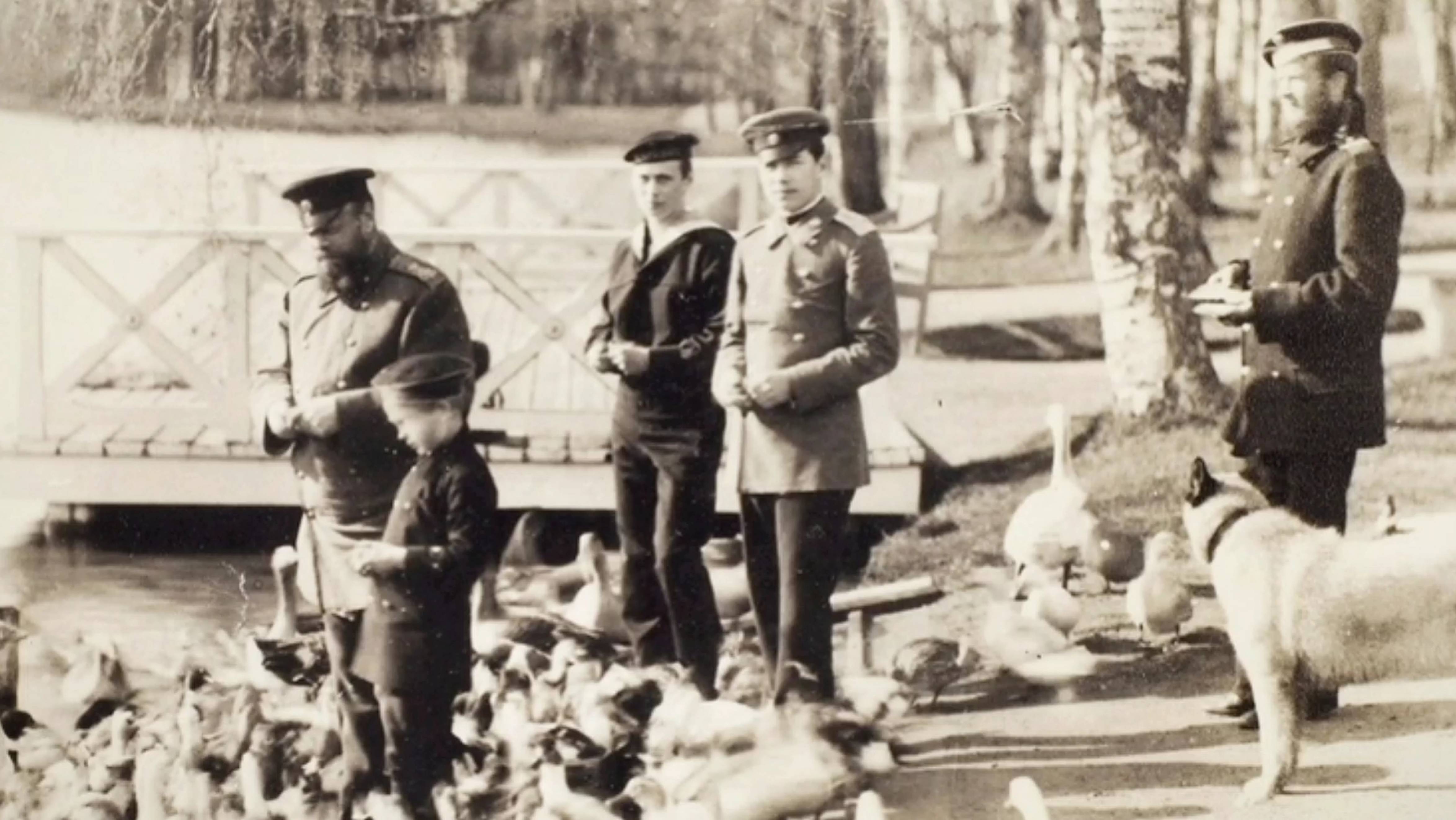 Давайте сравним старые фотографии Императорской семьи в парке гатчинского дворца и современное видео