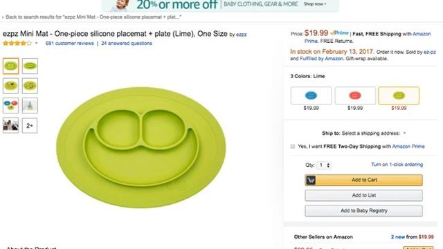 ezpz Mini Mat Lime смотреть онлайн