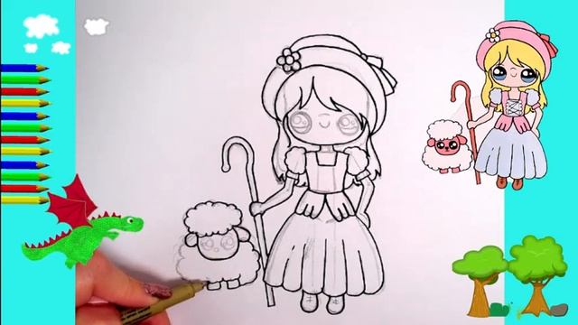 Как нарисовать МИЛЫЙ. просто, Рисунки для  начинающих. Пастушка смотреть онлайн