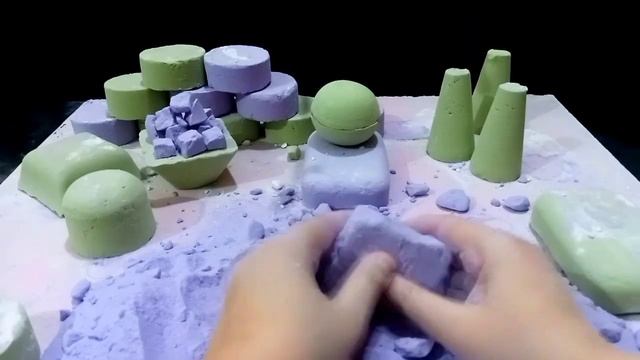 ASMR crunchy baking soda white purple and green satisfying texture