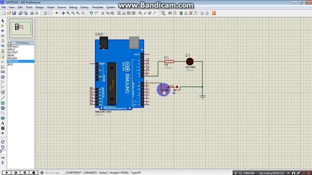 Simulasi program Arduino 1 switch sebagai toogle switch dengan proteus