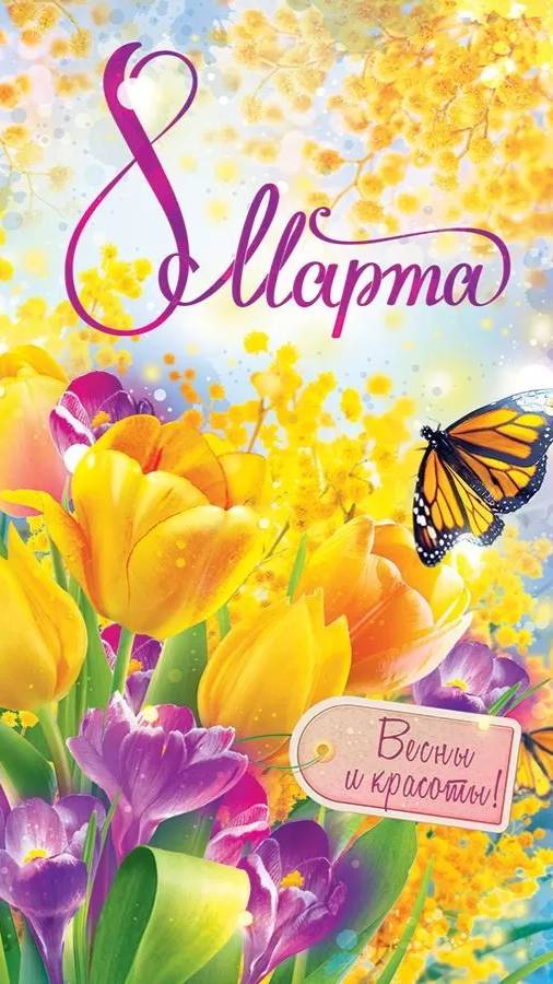 Белый мишка поздравляет с 8 марта и дарит тюльпаны. Тихорецк смотреть онлайн