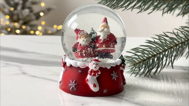 Снежный шар ВЕСЁЛАЯ ПАРОЧКА - ДВА САНТЫ, полистоун, стекло, 9 см, 50-1065-3