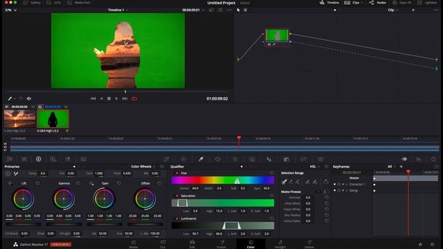 How to remove a GREEN SCREEN in Davinci Resolve (Color Page) смотреть онлайн