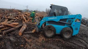 sunward swl 3220 погрузка бревен на прицеп