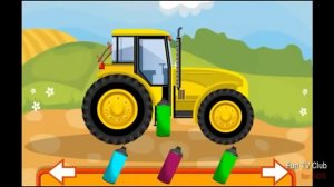 Развивающие мультики для детей от 1 - 3 лет. Учим цвета. Красим трактор