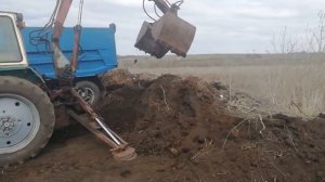 Юмз грейферный. Погрузка навоза.