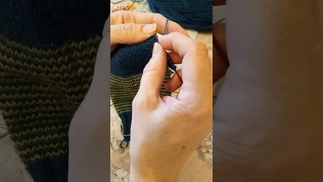 пятка носка на двух спицах