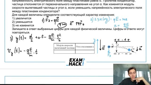 Заряженная частица массой m, движущаяся со скоростью v, влетает в поле плоского - №25012